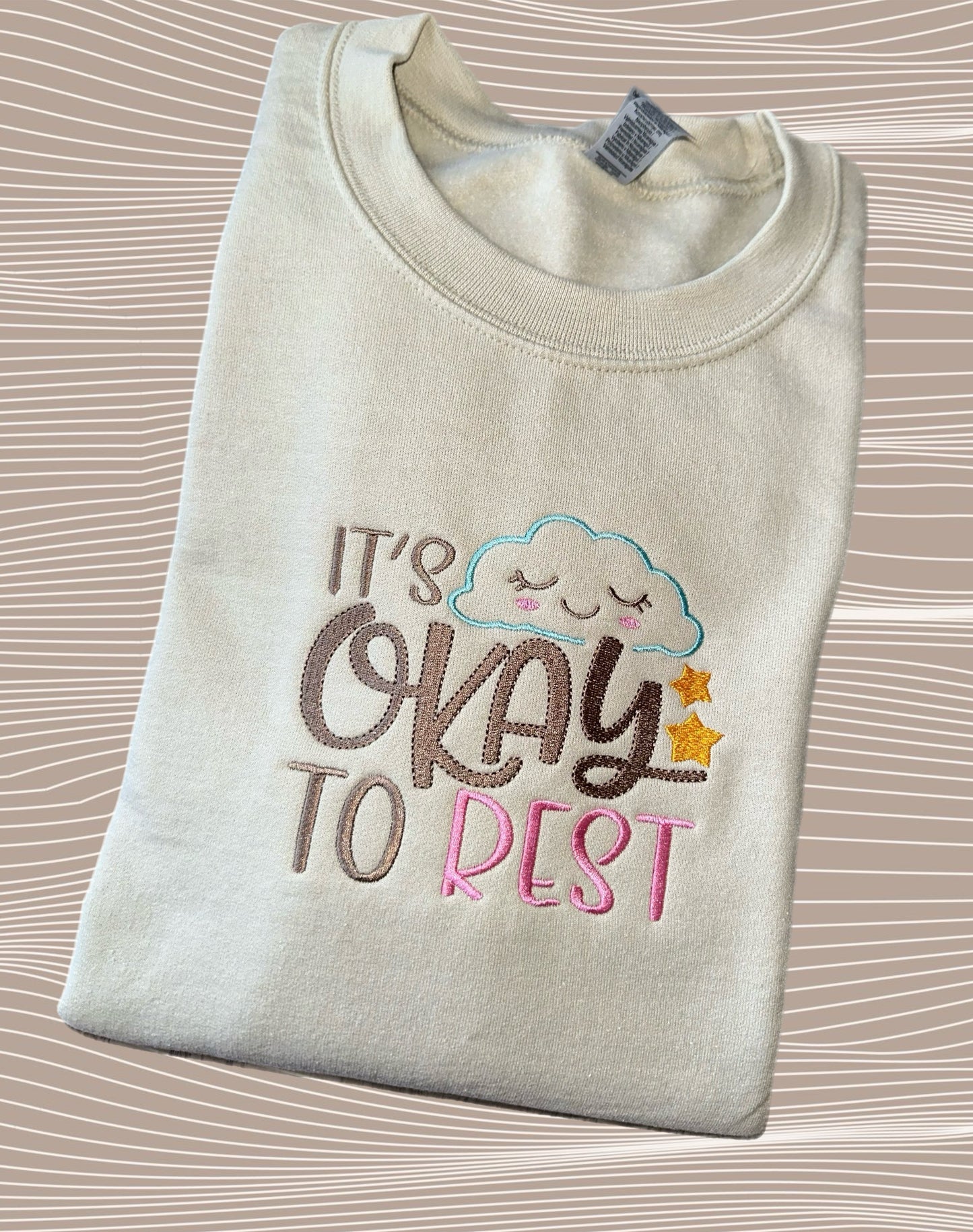 It's okay to rest, crewneck, self-love, embroidery.