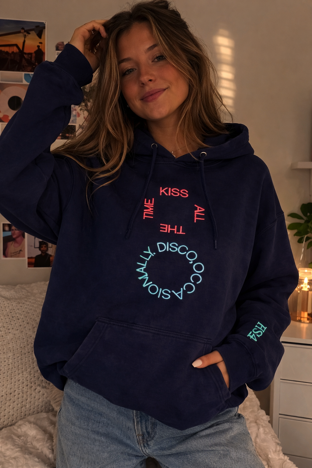 KISS ALL THE TIME DISCO OCCASIONALLY Embroidered Hoodie – Pop Music Inspired