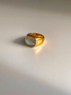 marble stone gold ring